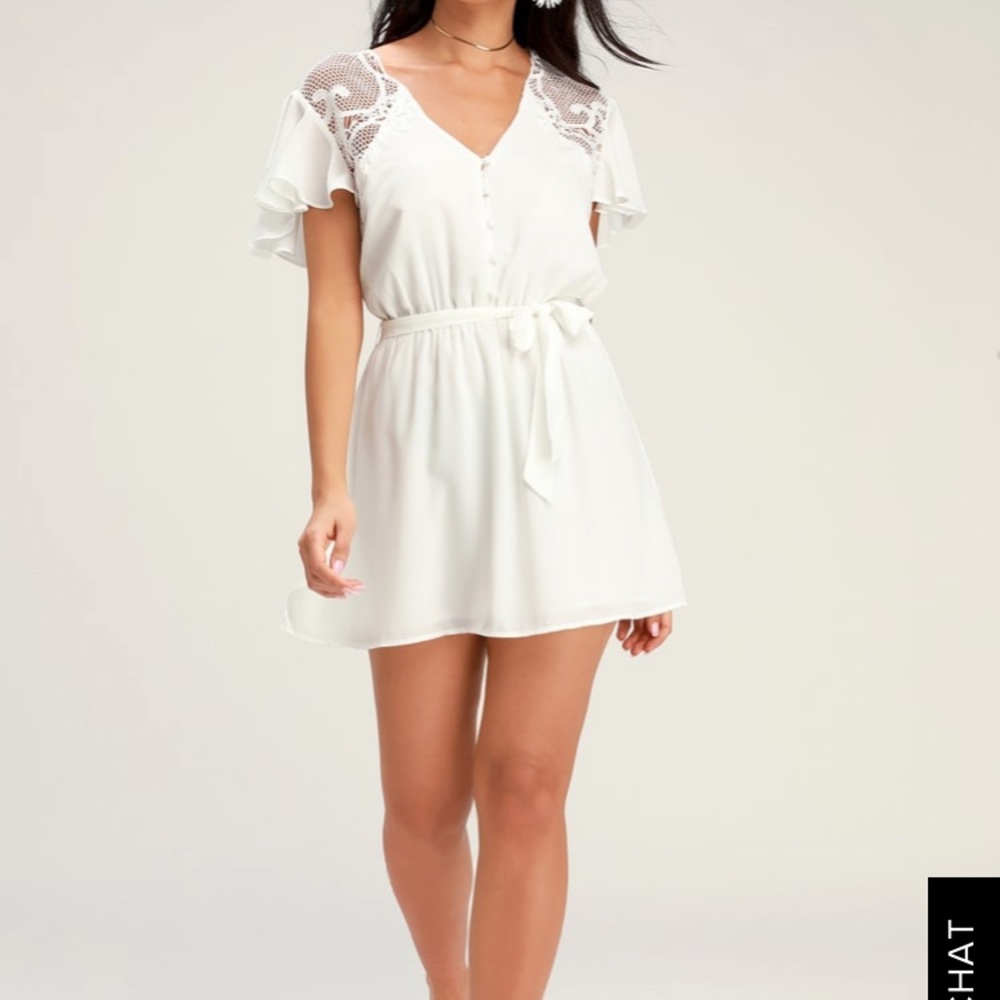 ⭐️SALE FIRST IMPRESSIONS WHITE CROCHET LACE DRESS